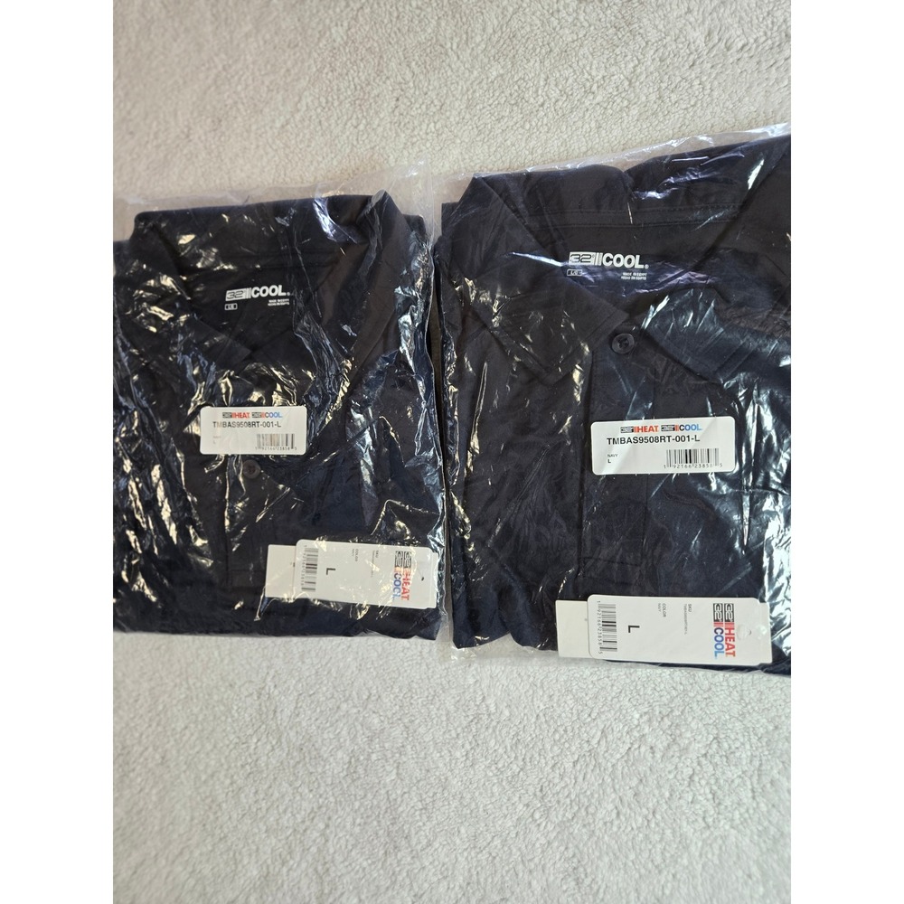 Lot of 2 32 Degrees Cool Mens Polo Shirts Navy Blue TMBAS9508RT-001-L Large NWT